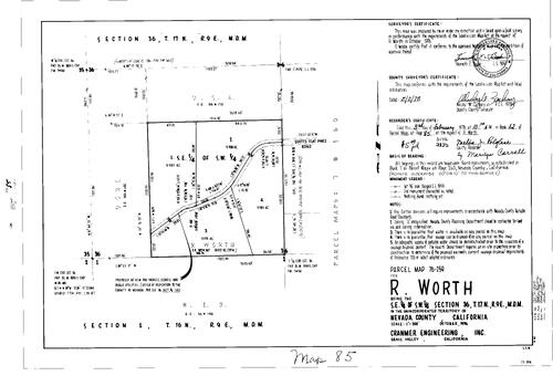 Click to see Parcel Map Book 12, pg. 85 (1978) of Nevada County Recorders Parcel Maps Book 12