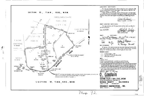 Click to see Parcel Map Book 12, pg. 92 (1978) of Nevada County Recorders Parcel Maps Book 12