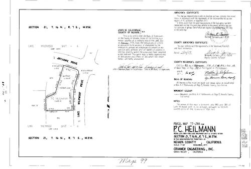 Click to see Parcel Map Book 12, pg. 99 (1978) of Nevada County Recorders Parcel Maps Book 12