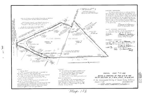 Click to see Parcel Map Book 12, pg. 103 (1978) of Nevada County Recorders Parcel Maps Book 12