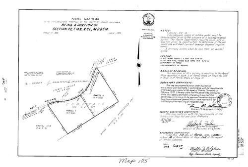 Click to see Parcel Map Book 12, pg. 105 (1978) of Nevada County Recorders Parcel Maps Book 12
