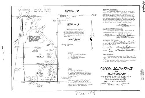 Click to see Parcel Map Book 12, pg. 109 (1978) of Nevada County Recorders Parcel Maps Book 12