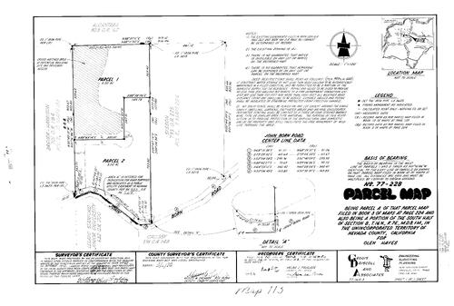 Click to see Parcel Map Book 12, pg. 113 (1978) of Nevada County Recorders Parcel Maps Book 12