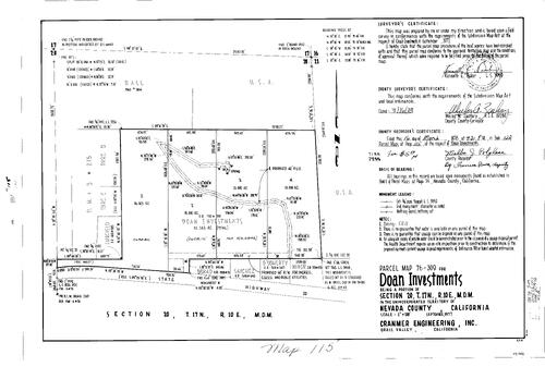 Click to see Parcel Map Book 12, pg. 115 (1978) of Nevada County Recorders Parcel Maps Book 12