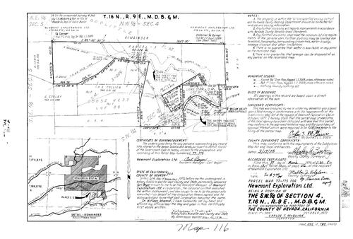 Click to see Parcel Map Book 12, pg. 116 (1978) of Nevada County Recorders Parcel Maps Book 12