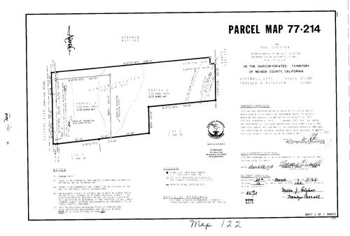 Click to see Parcel Map Book 12, pg. 122 (1978) of Nevada County Recorders Parcel Maps Book 12