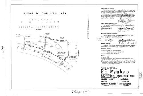 Click to see Parcel Map Book 12, pg. 123 (1978) of Nevada County Recorders Parcel Maps Book 12