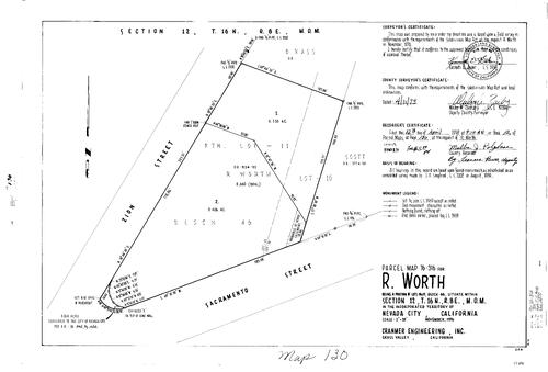 Click to see Parcel Map Book 12, pg. 130 (1978) of Nevada County Recorders Parcel Maps Book 12