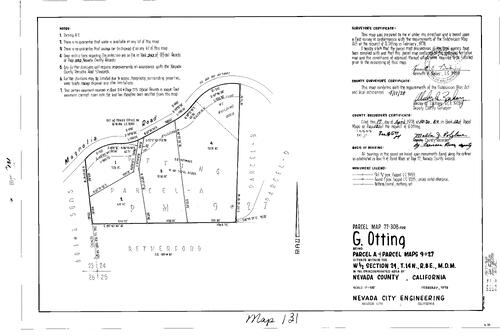 Click to see Parcel Map Book 12, pg. 131 (1978) of Nevada County Recorders Parcel Maps Book 12