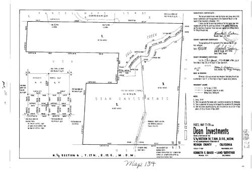 Click to see Parcel Map Book 12, pg. 134 (1978) of Nevada County Recorders Parcel Maps Book 12