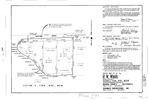 Click to see Parcel Map Book 12, pg. 141 (1978) of Nevada County Recorders Parcel Maps Book 12
