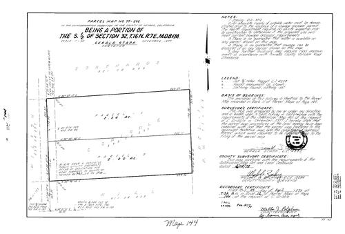 Click to see Parcel Map Book 12, pg. 144 (1978) of Nevada County Recorders Parcel Maps Book 12