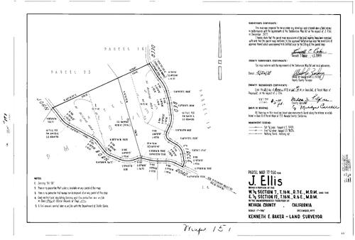 Click to see Parcel Map Book 12, pg. 151 (1978) of Nevada County Recorders Parcel Maps Book 12