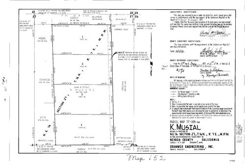 Click to see Parcel Map Book 12, pg. 152 (1978) of Nevada County Recorders Parcel Maps Book 12
