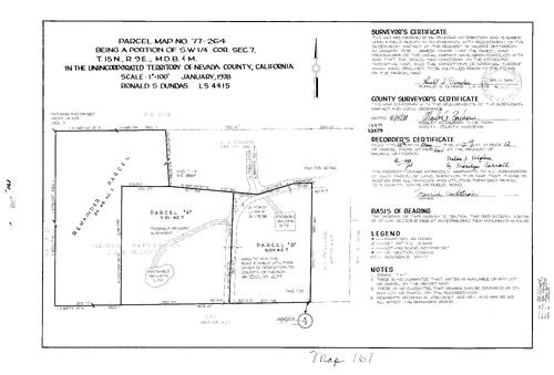 Click to see Parcel Map Book 12, pg. 161 (1978) of Nevada County Recorders Parcel Maps Book 12