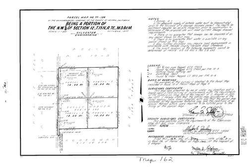 Click to see Parcel Map Book 12, pg. 162 (1978) of Nevada County Recorders Parcel Maps Book 12