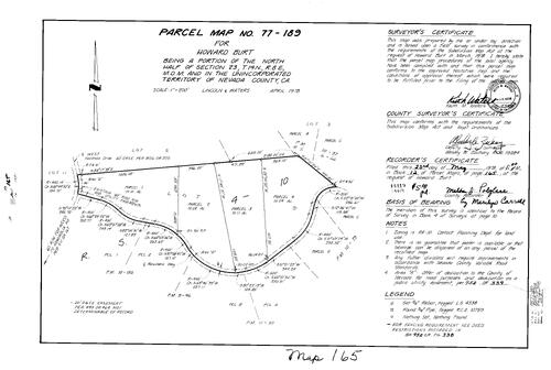 Click to see Parcel Map Book 12, pg. 165 (1978) of Nevada County Recorders Parcel Maps Book 12