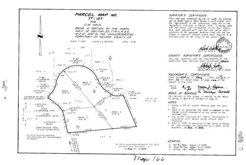 Click to see Parcel Map Book 12, pg. 166 (1978) of Nevada County Recorders Parcel Maps Book 12