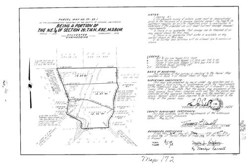 Click to see Parcel Map Book 12, pg. 172 (1978) of Nevada County Recorders Parcel Maps Book 12