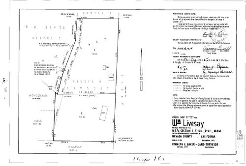 Click to see Parcel Map Book 12, pg. 181 (1978) of Nevada County Recorders Parcel Maps Book 12