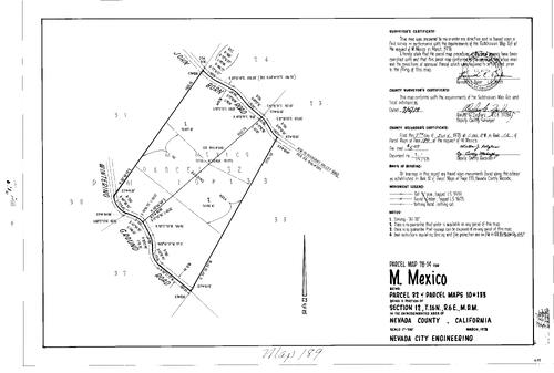 Click to see Parcel Map Book 12, pg. 189 (1978) of Nevada County Recorders Parcel Maps Book 12