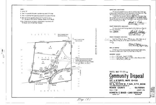 Click to see Parcel Map Book 12, pg. 191 (1978) of Nevada County Recorders Parcel Maps Book 12