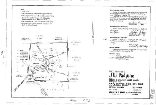 Click to see Parcel Map Book 12, pg. 192 (1978) of Nevada County Recorders Parcel Maps Book 12