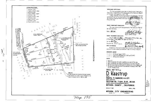 Click to see Parcel Map Book 12, pg. 195 (1978) of Nevada County Recorders Parcel Maps Book 12