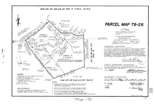 Click to see Parcel Map Book 12, pg. 196 (1978) of Nevada County Recorders Parcel Maps Book 12