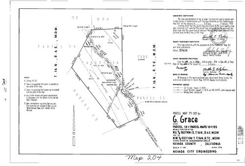 Click to see Parcel Map Book 12, pg. 204 (1978) of Nevada County Recorders Parcel Maps Book 12