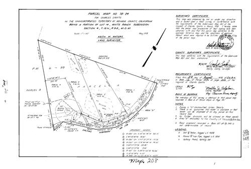Click to see Parcel Map Book 12, pg. 208 (1978) of Nevada County Recorders Parcel Maps Book 12