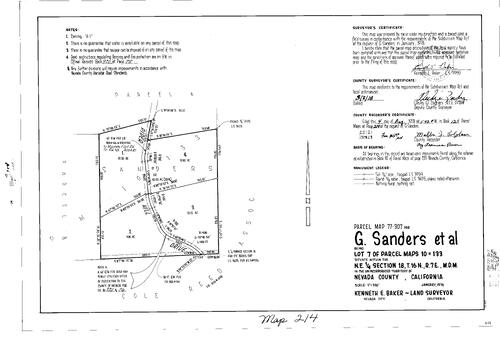 Click to see Parcel Map Book 12, pg. 214 (1978) of Nevada County Recorders Parcel Maps Book 12