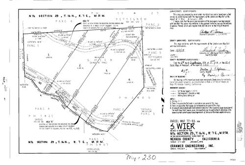 Click to see Parcel Map Book 12, pg. 230 (1978) of Nevada County Recorders Parcel Maps Book 12