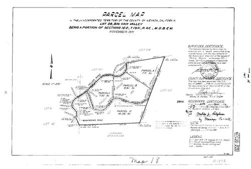 Click to see Parcel Map Book 13, pg. 18 (1978) of Nevada County Recorders Parcel Maps Book 13
