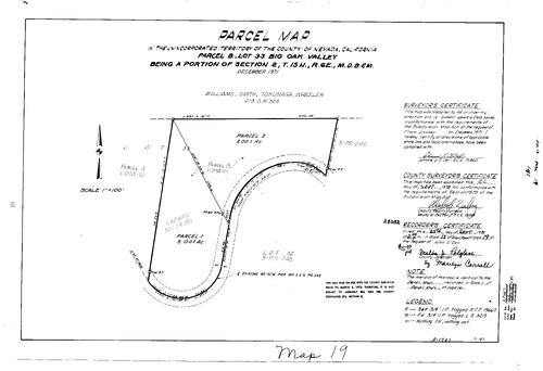 Click to see Parcel Map Book 13, pg. 19 (1978) of Nevada County Recorders Parcel Maps Book 13