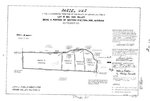 Click to see Parcel Map Book 13, pg. 21 (1978) of Nevada County Recorders Parcel Maps Book 13