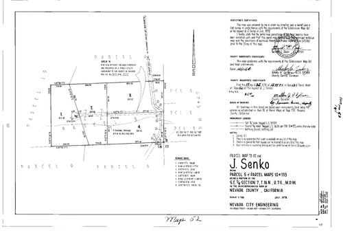 Click to see Parcel Map Book 13, pg. 52 (1978) of Nevada County Recorders Parcel Maps Book 13