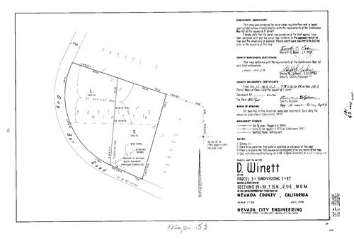 Click to see Parcel Map Book 13, pg. 53 (1978) of Nevada County Recorders Parcel Maps Book 13