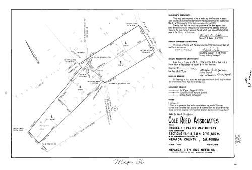 Click to see Parcel Map Book 13, pg. 56 (1978) of Nevada County Recorders Parcel Maps Book 13