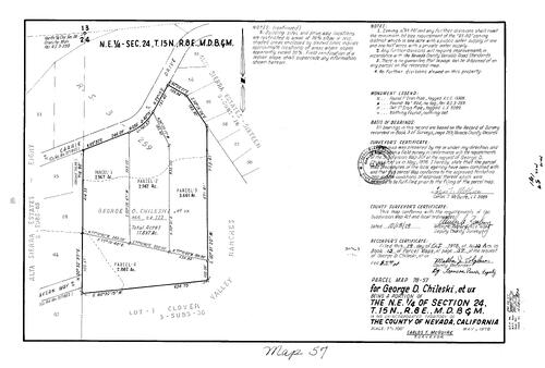 Click to see Parcel Map Book 13, pg. 57 (1978) of Nevada County Recorders Parcel Maps Book 13