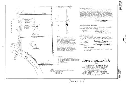 Click to see Parcel Map Book 13, pg. 67 (1978) of Nevada County Recorders Parcel Maps Book 13