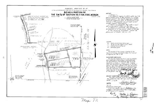 Click to see Parcel Map Book 13, pg. 72 (1978) of Nevada County Recorders Parcel Maps Book 13