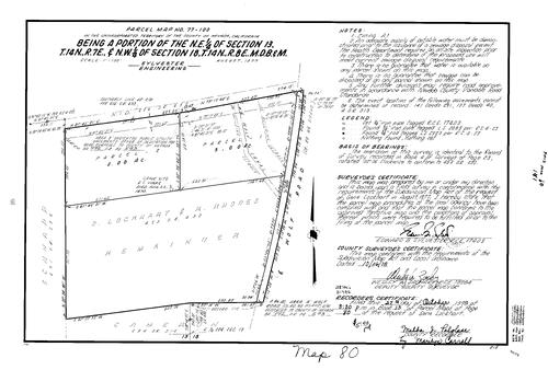 Click to see Parcel Map Book 13, pg. 80 (1978) of Nevada County Recorders Parcel Maps Book 13