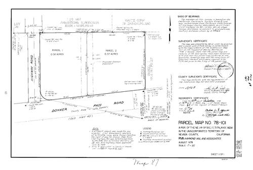 Click to see Parcel Map Book 13, pg. 87 (1978) of Nevada County Recorders Parcel Maps Book 13