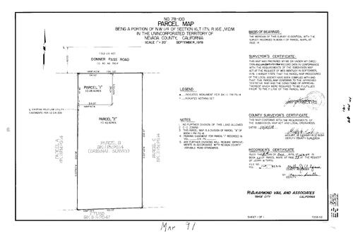 Click to see Parcel Map Book 13, pg. 97 (1978) of Nevada County Recorders Parcel Maps Book 13
