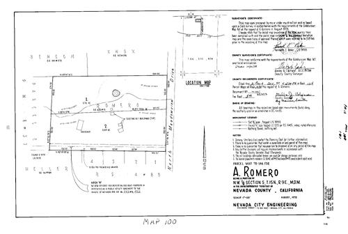 Click to see Parcel Map Book 13, pg. 100 (1978) of Nevada County Recorders Parcel Maps Book 13