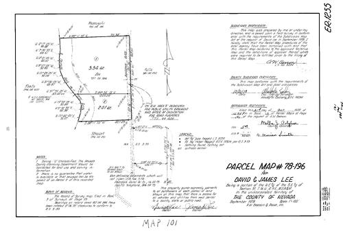 Click to see Parcel Map Book 13, pg. 101 (1978) of Nevada County Recorders Parcel Maps Book 13