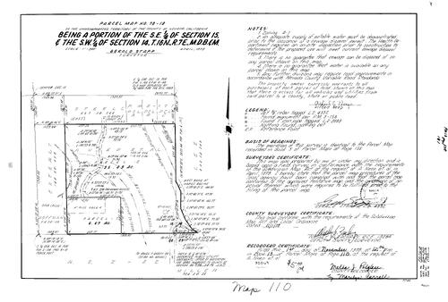 Click to see Parcel Map Book 13, pg. 110 (1978) of Nevada County Recorders Parcel Maps Book 13