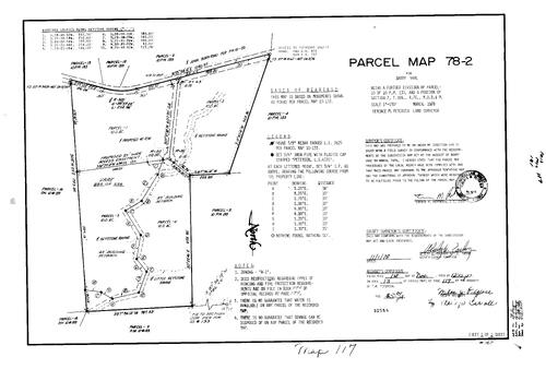 Click to see Parcel Map Book 13, pg. 117 (1978) of Nevada County Recorders Parcel Maps Book 13