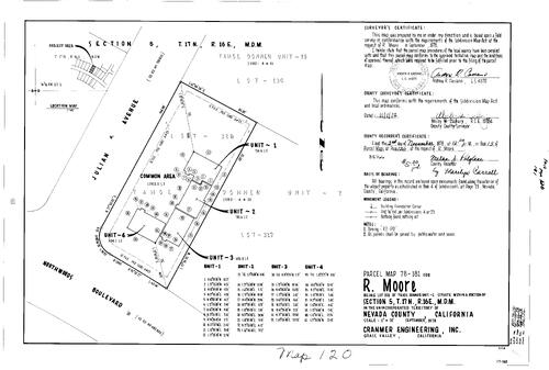 Click to see Parcel Map Book 13, pg. 120 (1978) of Nevada County Recorders Parcel Maps Book 13